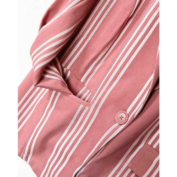 NEW Torrid Boyfriend Blazer Jacket Light Weight Striped Mauve Rose Pink L 12 $70 - Picture 10 of 14